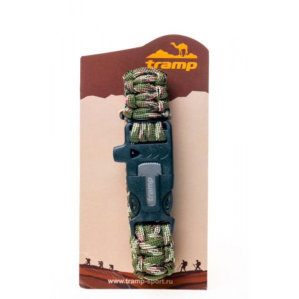 Браслет виживання Tramp (свисток, кресало, 2м паракорд) хакі