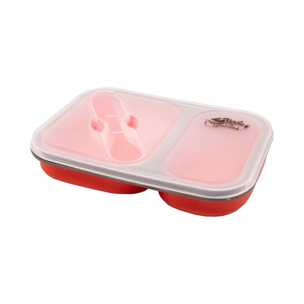 Контейнер силіконовий на 2 відділення Tramp (900ml) з ложкою-виделкою terracotta UTRC-090-orange