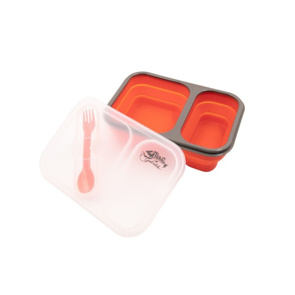 Контейнер силіконовий на 2 відділення Tramp (900ml) з ложкою-виделкою terracotta UTRC-090-orange