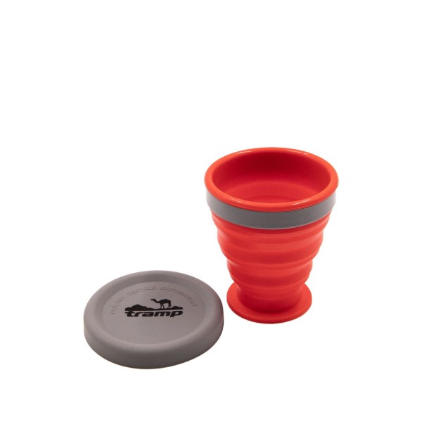 Стакан складаний силіконовий Tramp з кришкою 200 ml terracota TRC-126-terracota