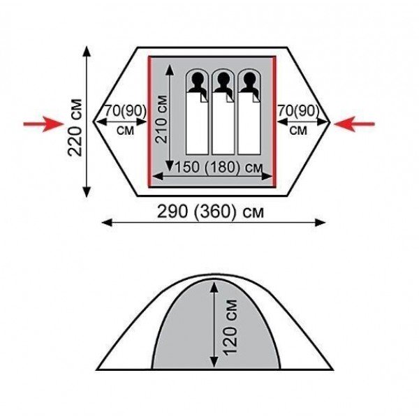 Намет Tramp Peak 3 (V2) Зелений UTRT-026-green