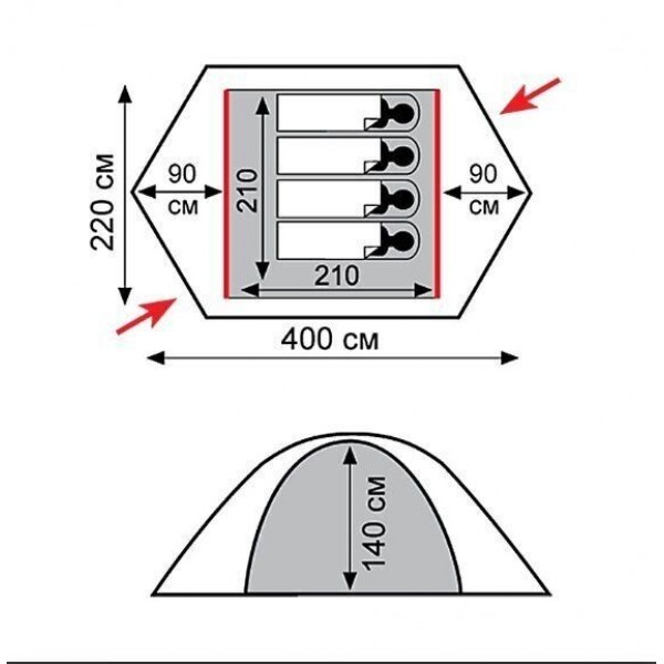 Намет Tramp ROCK 4 (V2) Зелений UTRT-029-green