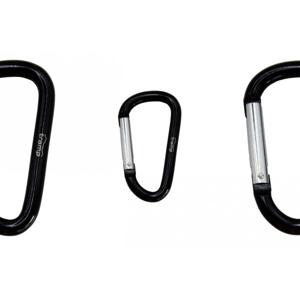 Карабін Tramp алюмінієвий, розмір 7 см, без муфти, чорний UTRA-301-black