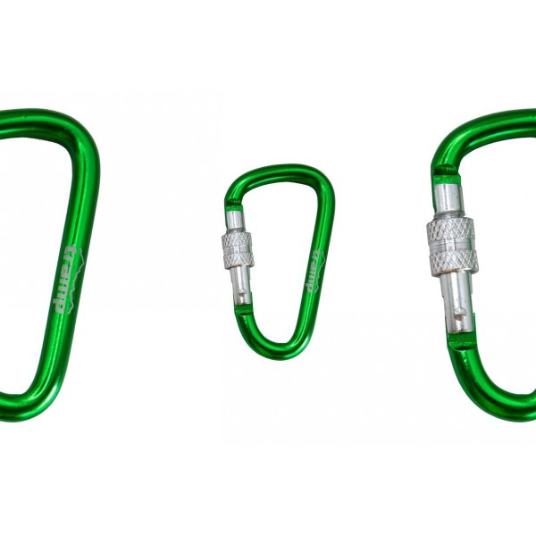 Карабін Tramp алюмінієвий, розмір 7 см, з муфтою, зелений UTRA-302-green