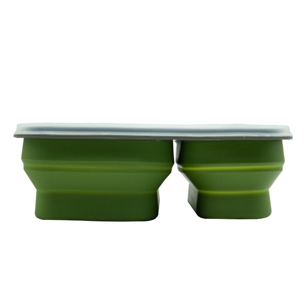 Контейнер силіконовий на 2 відділення Tramp (900ml) з ложкою-виделкою olive UTRC-090-olive