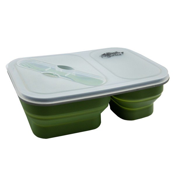 Контейнер силіконовий на 2 відділення Tramp (900ml) з ложкою-виделкою olive UTRC-090-olive