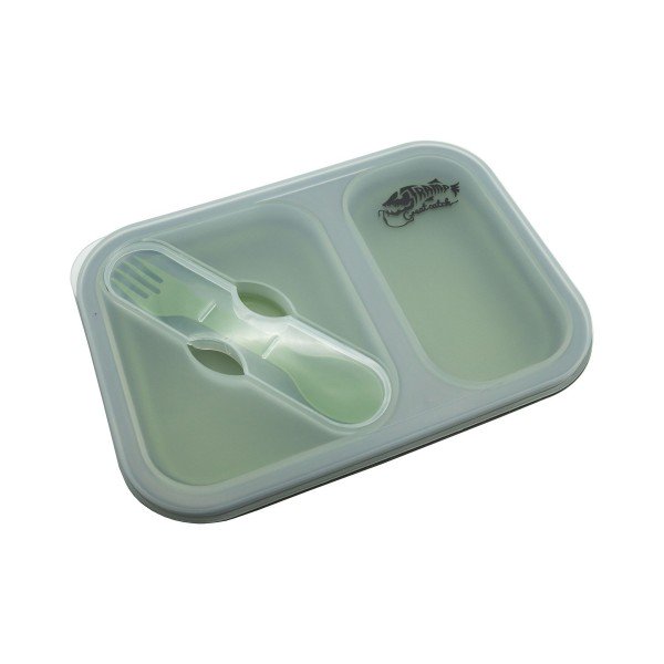 Контейнер силіконовий на 2 відділення Tramp (900ml) з ложкою-виделкою olive UTRC-090-olive