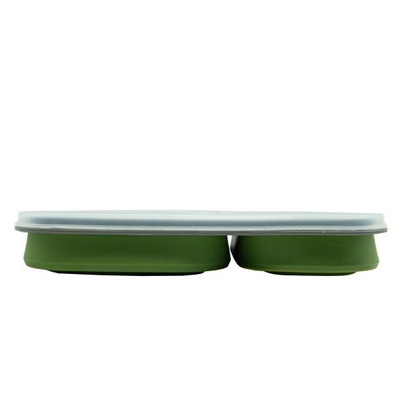 Контейнер силіконовий на 2 відділення Tramp (900ml) з ложкою-виделкою olive UTRC-090-olive