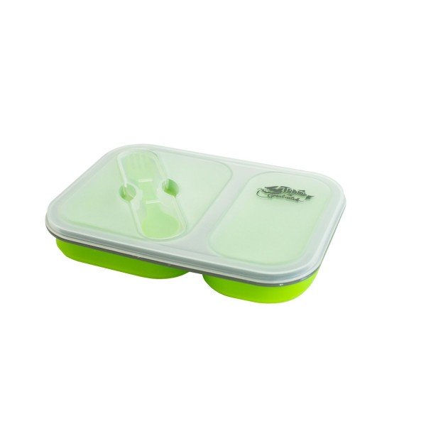 Контейнер силіконовий на 2 відділення Tramp (900ml) з ложкою-виделкою olive UTRC-090-olive