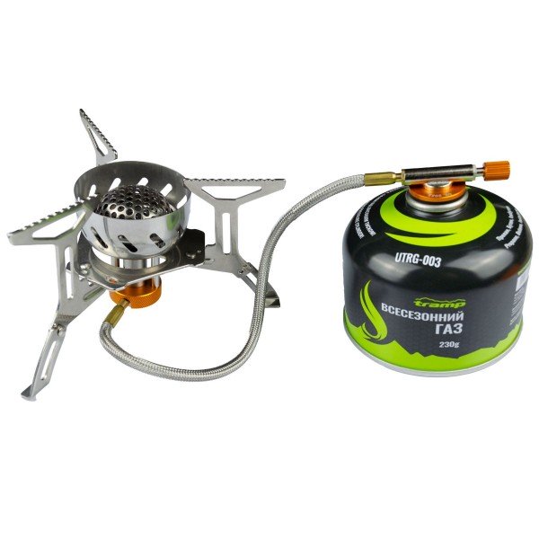 Пальник газовий зі шлангом та подвійним вбудованим вітрозахистом Tramp UTRG-047