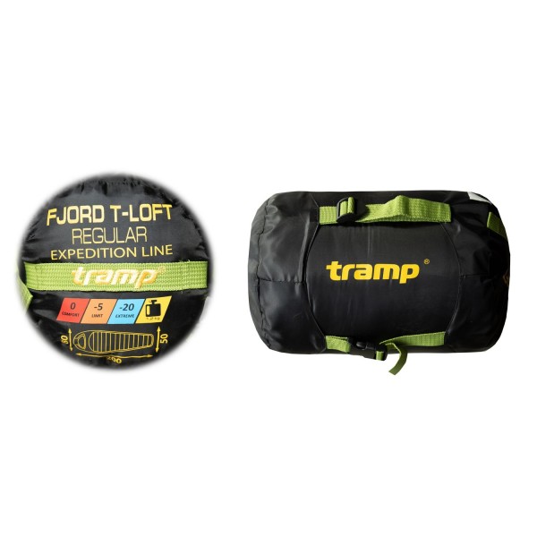 Спальний мішок Tramp Fjord Regular кокон зелений лівий UTRS-094R