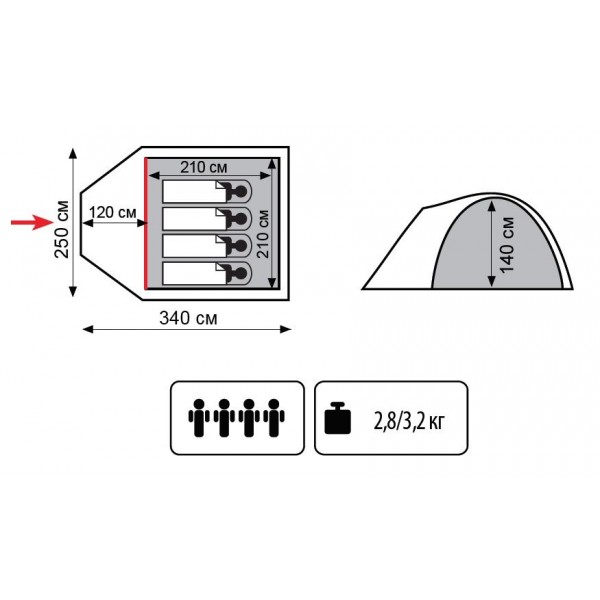 Намет Totem Chinook 4 (v2) зелений UTTT-017