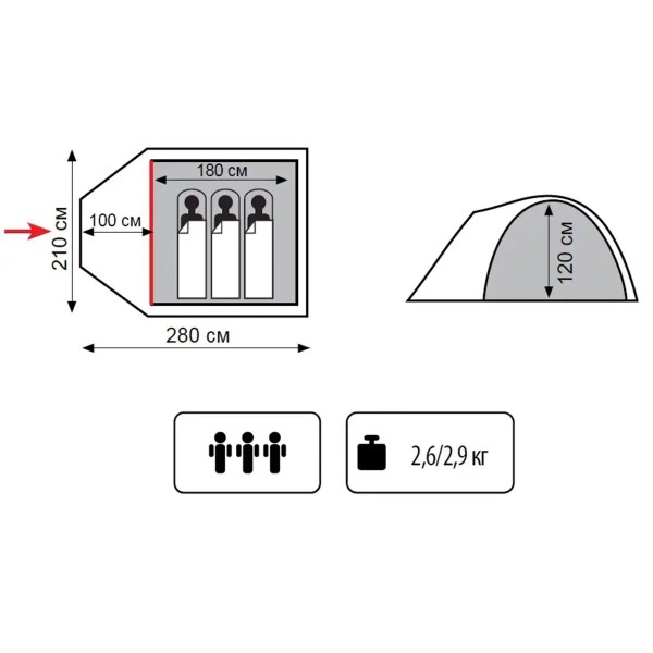 Намет Totem Indi 3 (v2) зелений UTTT-018