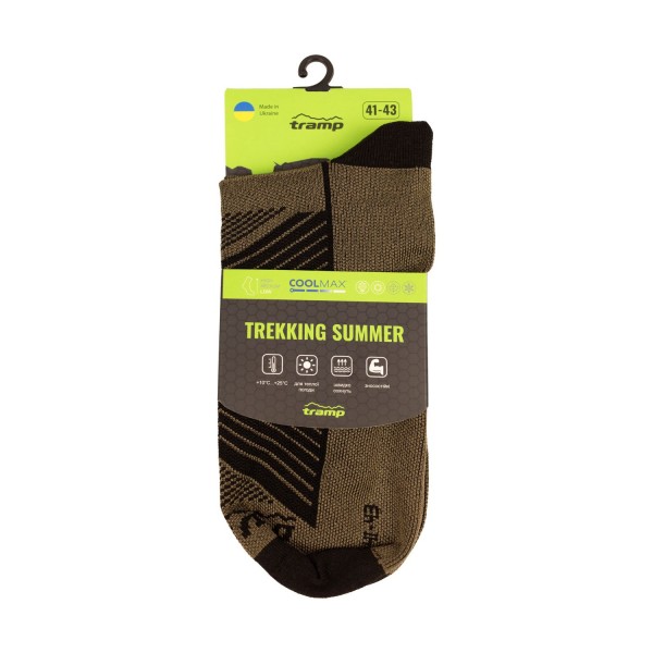 Шкарпетки літні Tramp Coolmax (Trekking summer) короткі UTRUS-009-olive, 41/43