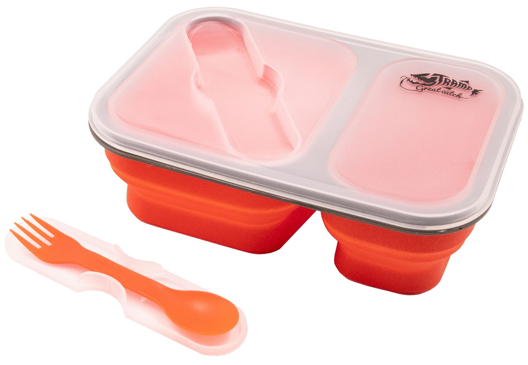 Контейнер силіконовий на 2 відділення Tramp (900ml) з ложкою-виделкою terracotta UTRC-090-orange