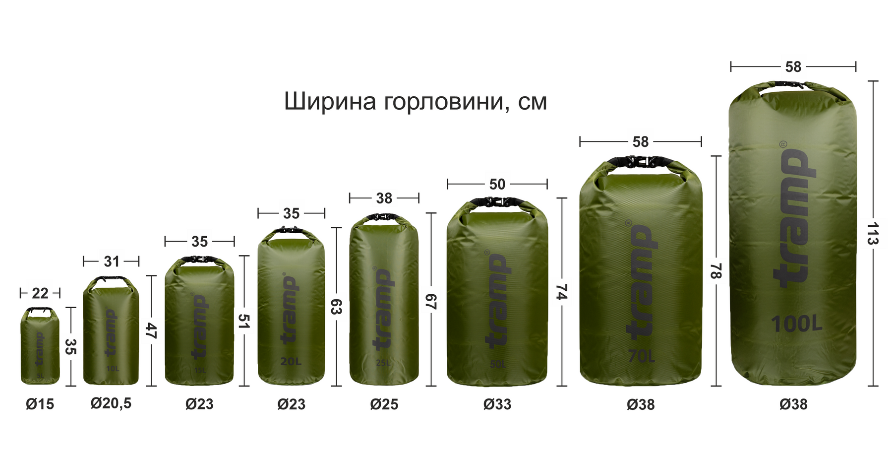 Гермомішок Tramp PVC Diamond Rip-Stop 100 л TRA-210 Оливковий
