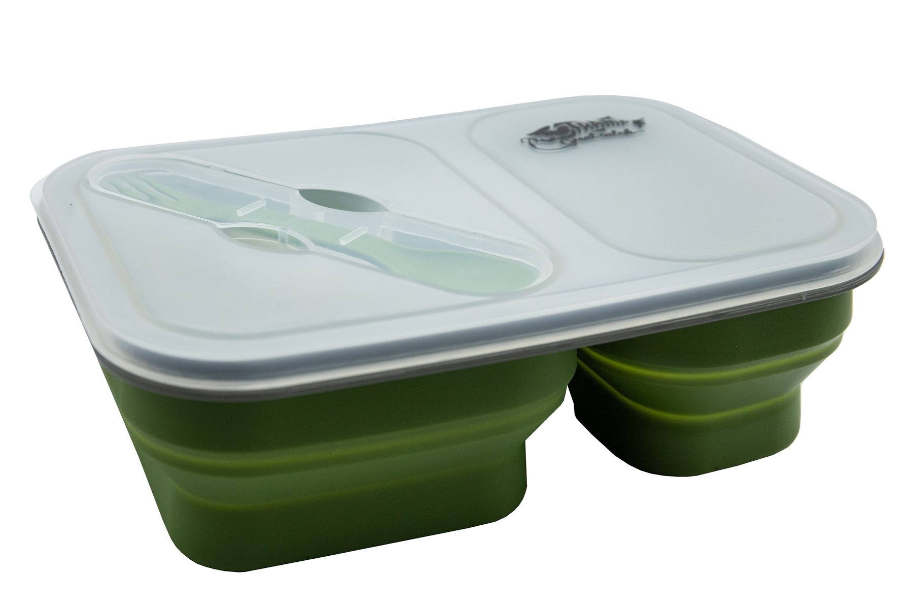 Контейнер силіконовий на 2 відділення Tramp (900ml) з ложкою-виделкою olive UTRC-090-olive